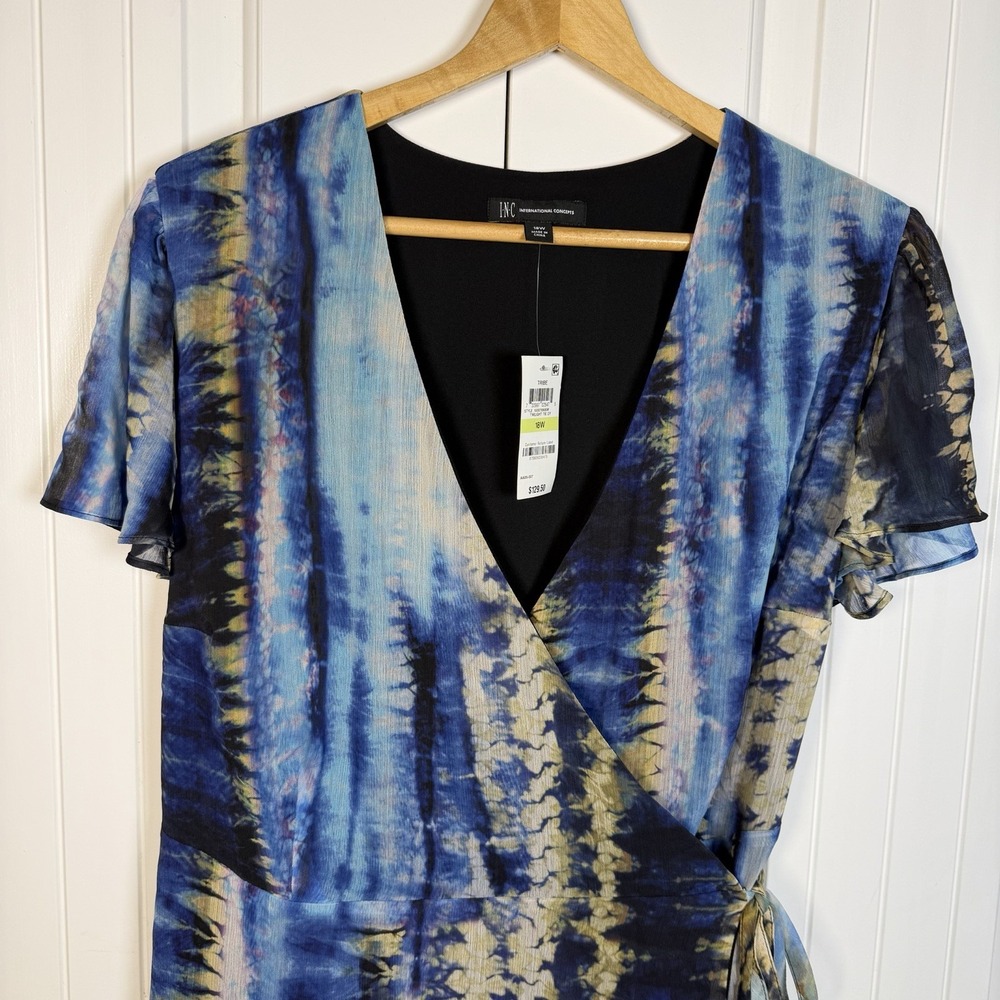 INC International Concepts Tie Dye Wrap Dress Fairy Tiered Women's Sz 18W New - Picture 5 of 8